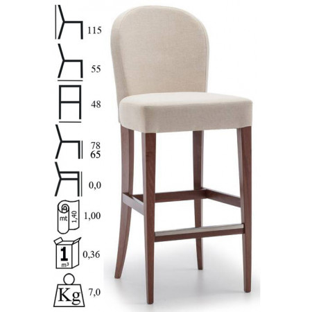 662SG/TI  Raw or finished beech wood stool, finishings to choice
