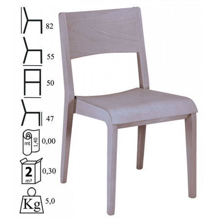 812/L  Sedia impilabile in faggio grezza o finita, finiture a scelta