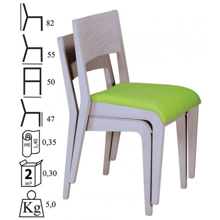 812/LT  Sedia impilabile in faggio grezza o finita, finiture a scelta