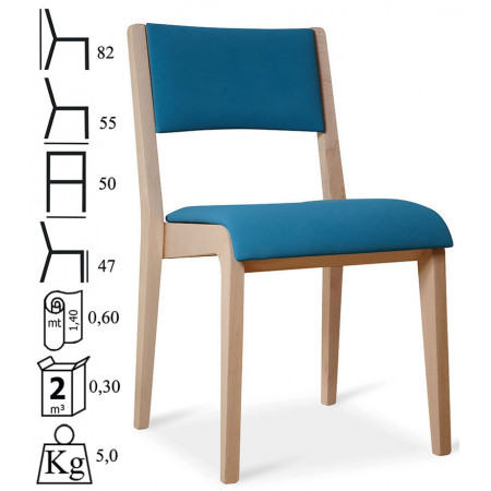 812T  Raw or finished beech wood stackable chair, finishing to choice