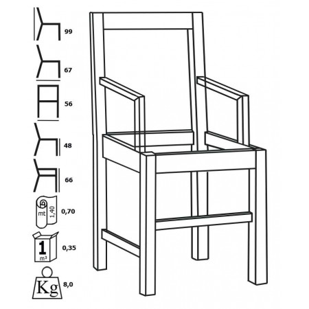 084/C   Beech wood raw or finished armchair, finishing to choice