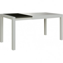 2220 Extending table  with beech wooden base and white glass top