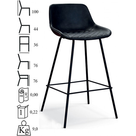 956SG  Charcoal grey leatherette upholstered stool