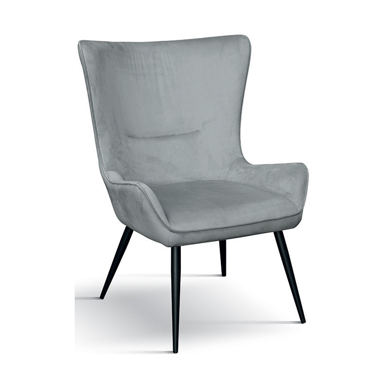 962  Grey velvet fabric upholstered armchair seat