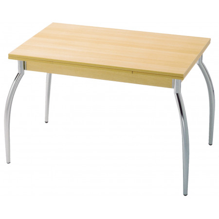 242  Tavolo allungabile con piano nobilitato naturale e gambe cromate