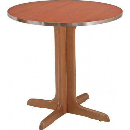 248T  Beech wood table base, melamine veneered top shiny ABS edge