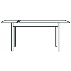 2233  Extending table with chromed steel base, white glass top