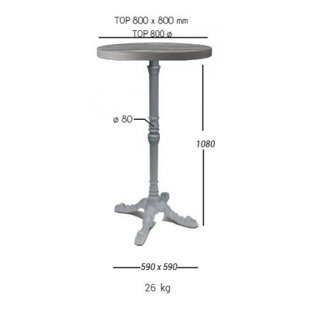 271BT Base tavolo H71 o H107 in ghisa, piano a scelta cliente