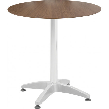273BA/PNC  Aluminium weighted table base, walnut melamine veneered top