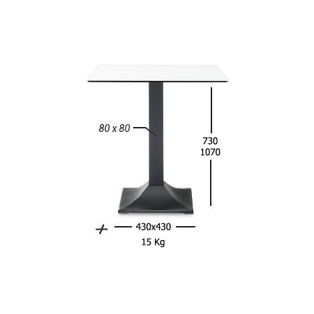 266H  Table with black cast iron-steel H107 table base, table tops to customer choice