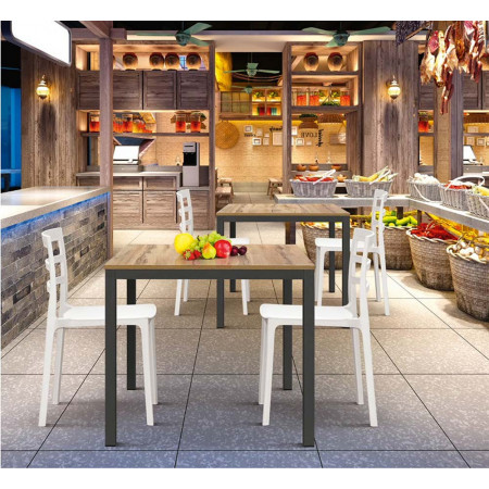 2365 Steel table base, durmast, cement, or white finished top