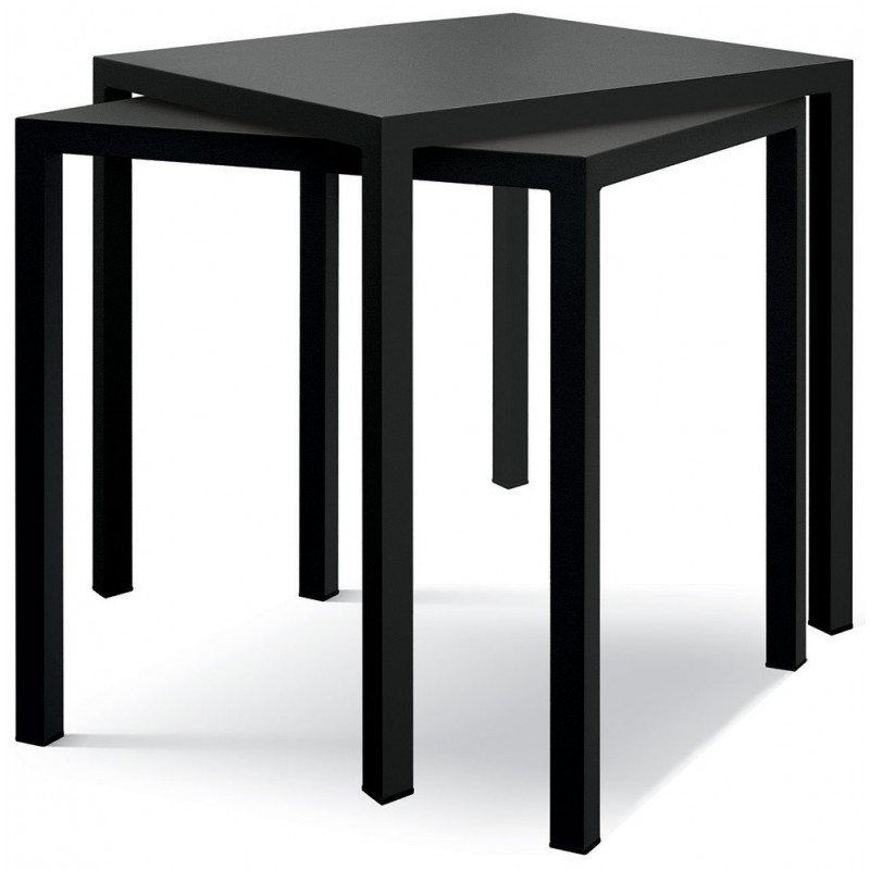 2372  Tavolo impilabile in metallo, piano grigio antracite