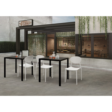 2372  Stackable steel table with anthracite grey table top