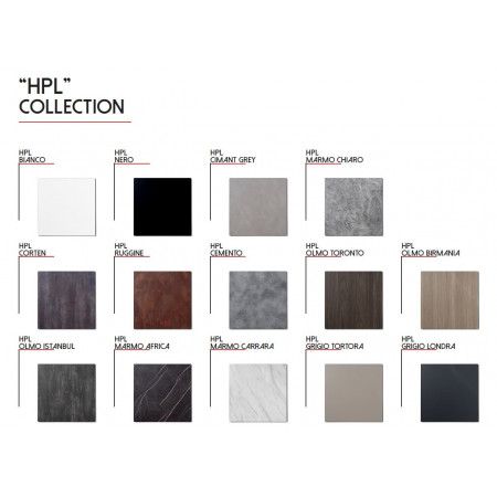 723  Sgabello alto cromato o verniciato, sedile in ecopelle nera, in pino o in HPL