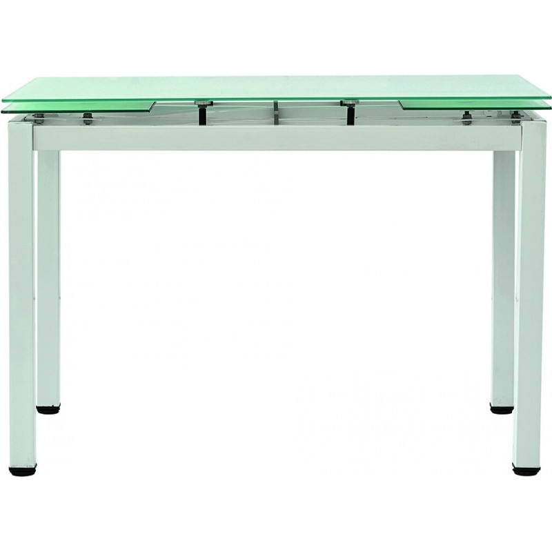 2246 Tavolo allungabile con base in metallo e piano in vetro temperato