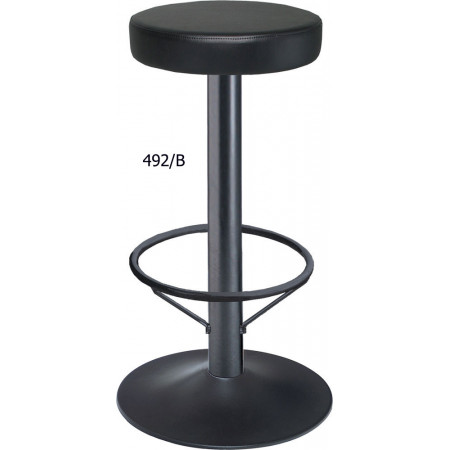 492  Sgabello con base in acciaio nero e sedile fisso o girevole in ecopelle nera