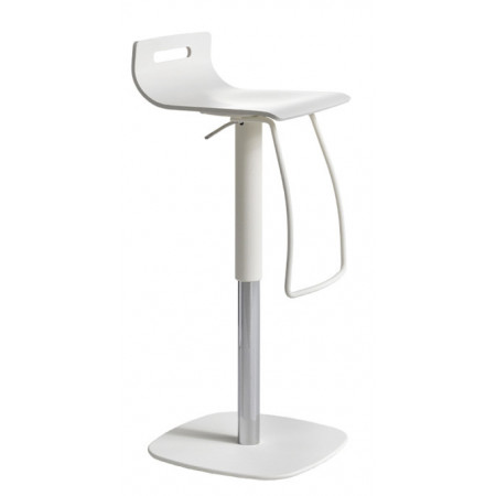 519 Sgabello girevole altezza regolabile in acciaio cromato, sedile in legno