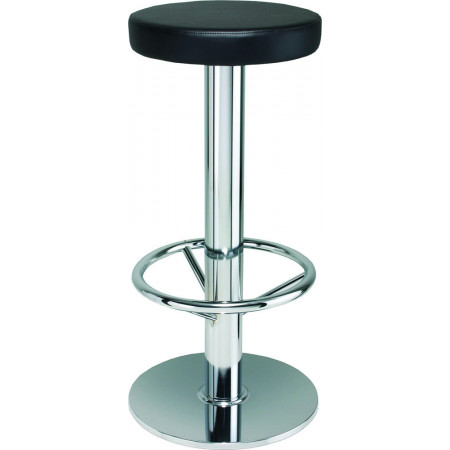 520  Sgabello cromato o nero, sedile in ecopelle nera