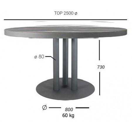 2163  Black steel finished table base, table top to customer choice