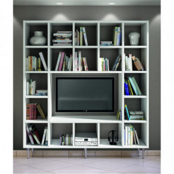 2253 Mobile libreria porta TV in nobilitato melaminico frassino bianco