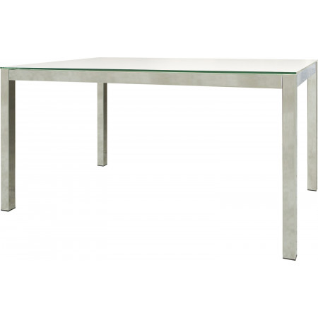 2233 Extending table with chromed steel table base and tempered glass top