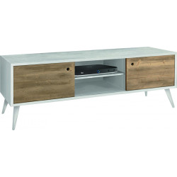 2256  Brushed fir wood TV stand - sideboard furniture, white, two tone, aged fir wood natural  finished