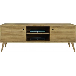 2256  Brushed fir wood TV stand - sideboard furniture, white, two tone, aged fir wood natural  finished