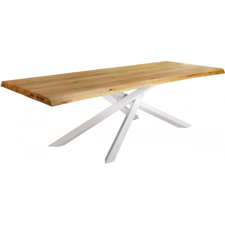 2277 Metal table base, solid oak wood top natural finished