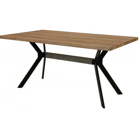 2279 Tavolo fisso con base in metallo e piano impiallacciato rovere finitura naturale