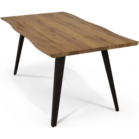 2280 Tavolo fisso con base in metallo e piano impiallacciato rovere finitura naturale