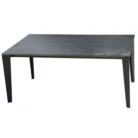 2289  Metal table base, melamine veneered extending top black marble effect
