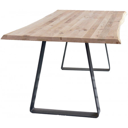 2291 Tavolo fisso con base metallo e piano rovere massello  finitura naturale