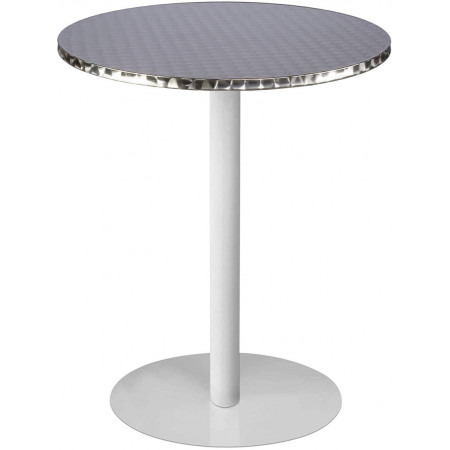 2304  Tavolo con base alta in acciaio grigio antracite, bianco, bronzo/ruggine, piano a scelta cliente