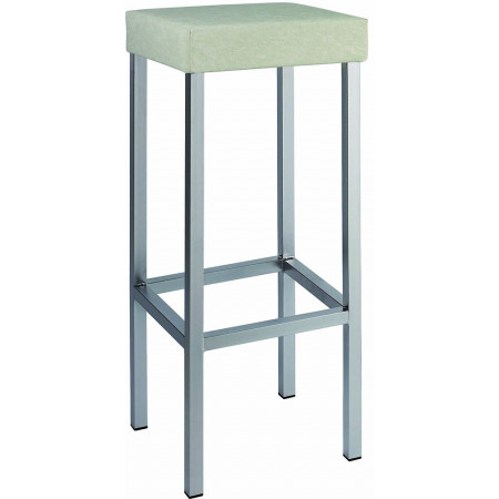 723  Chromed or black varnished steel high stool, black leatherette, pine wood, or HPL seat