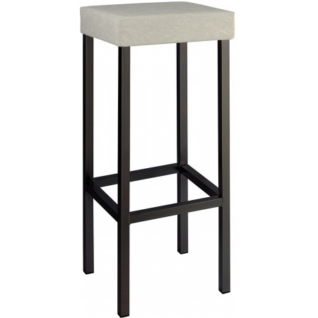 723  Chromed or black varnished steel high stool, black leatherette, pine wood, or HPL seat