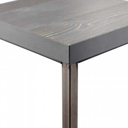 723  Chromed or black varnished steel high stool, black leatherette, pine wood, or HPL seat