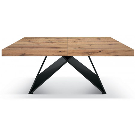 2313  Tavolo con base in MDF nero e piano allungabile rovere o grigio cemento