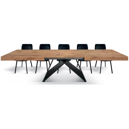 2313  Tavolo con base in MDF nero e piano allungabile rovere o grigio cemento