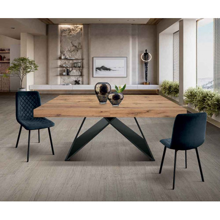 2313  Tavolo con base in MDF nero e piano allungabile rovere o grigio cemento