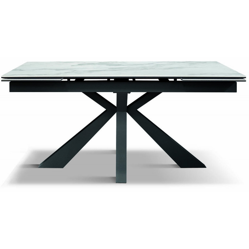 2316  White or black metal table base, shiny ceramic top marble effect