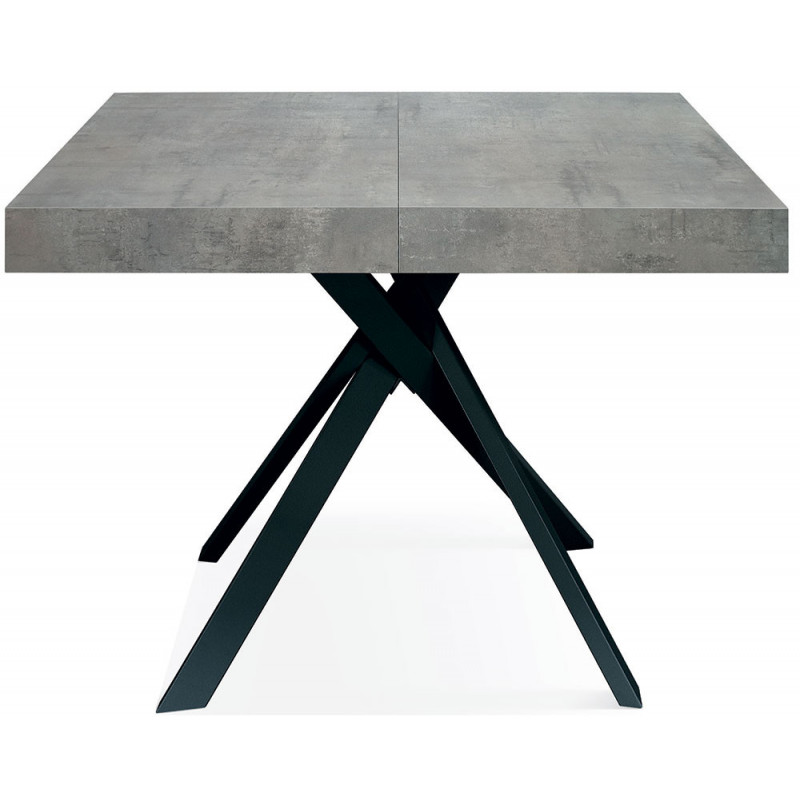 2320  Black or white metal table base, cement grey melamine extending top