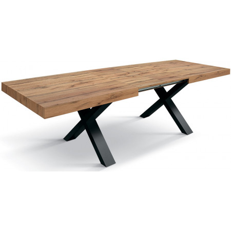 2322  Tavolo con base nera in MDF, piano allungabile in rovere, grigio, o bianco