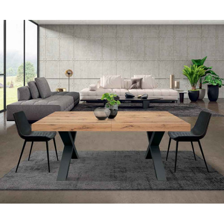 2322  Black MDF table base, durmast, cement grey, or white ash wood melamine extending top