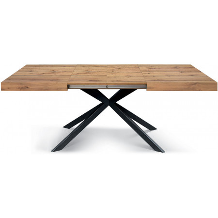 2329  Black or white metal table base, durmast wood melamine extending top