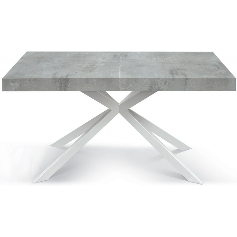 2331  Black or white metal table base, cement grey melamine extending top