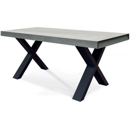 2340  Black MDF table base, cement grey finished extending top