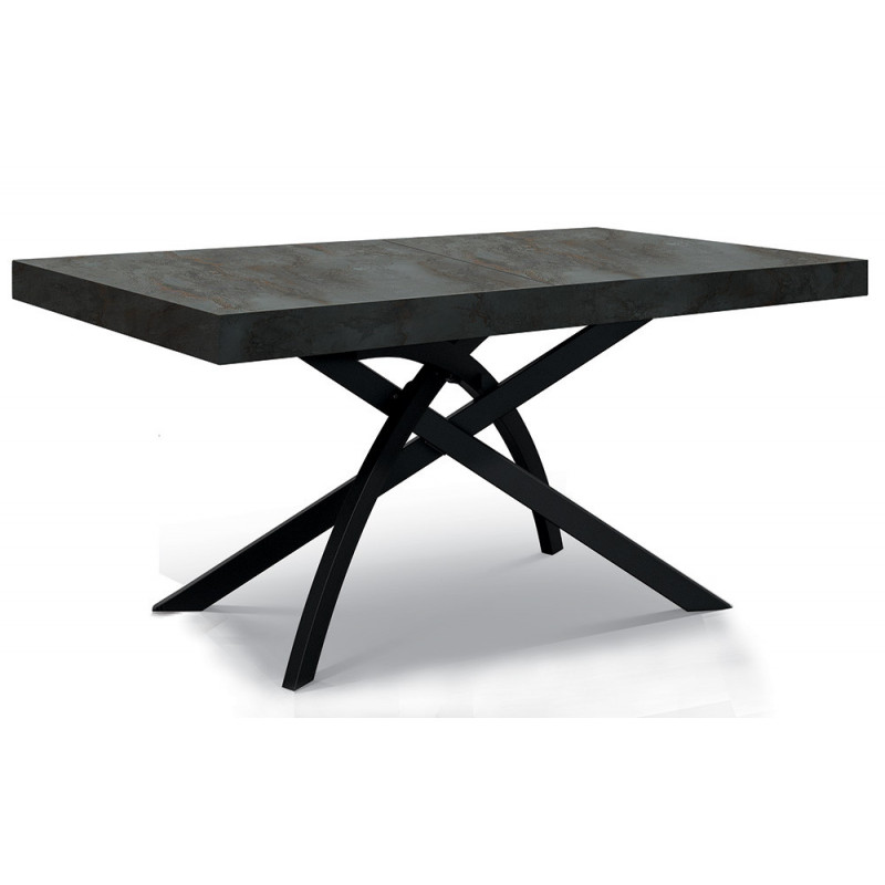 2341  Black metal table base, oxidized steel, cement grey, or white ash wood top finishes