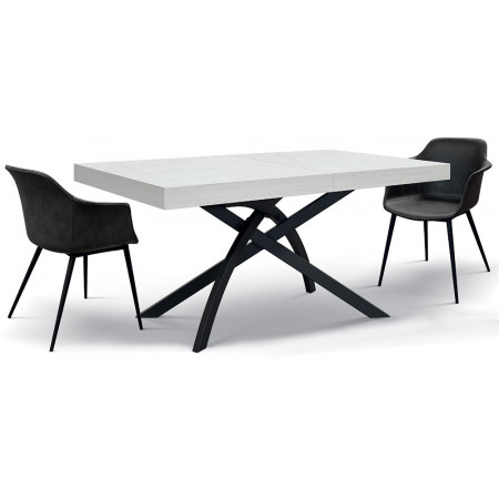 2341  Black metal table base, oxidized steel, cement grey, or white ash wood top finishes
