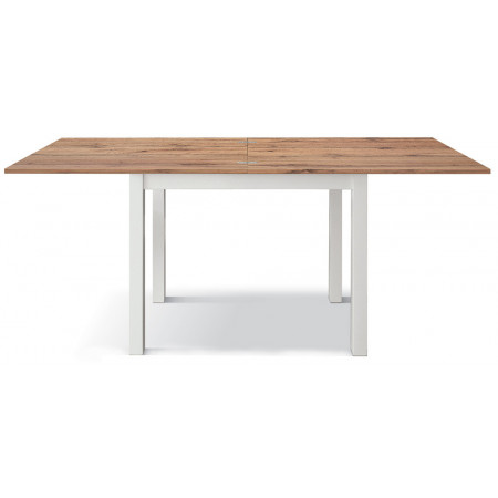 2342  White wooden table base, folding or extending oak wood table top