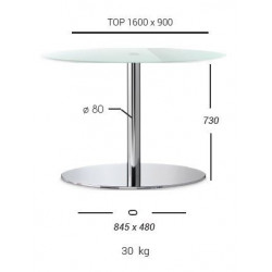 2161  Chromed, stainless or black steel table base, rectangular max cm 160 top